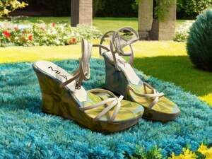 MIA Vintage Y2K Floral Print Platform Wedge Sandals with Ankle Wrap